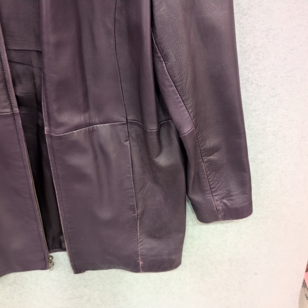 Centigrade Leather Purple Full Zip Jacket Womens Large Plum Genuine Leather Coat - Picture 6 of 12